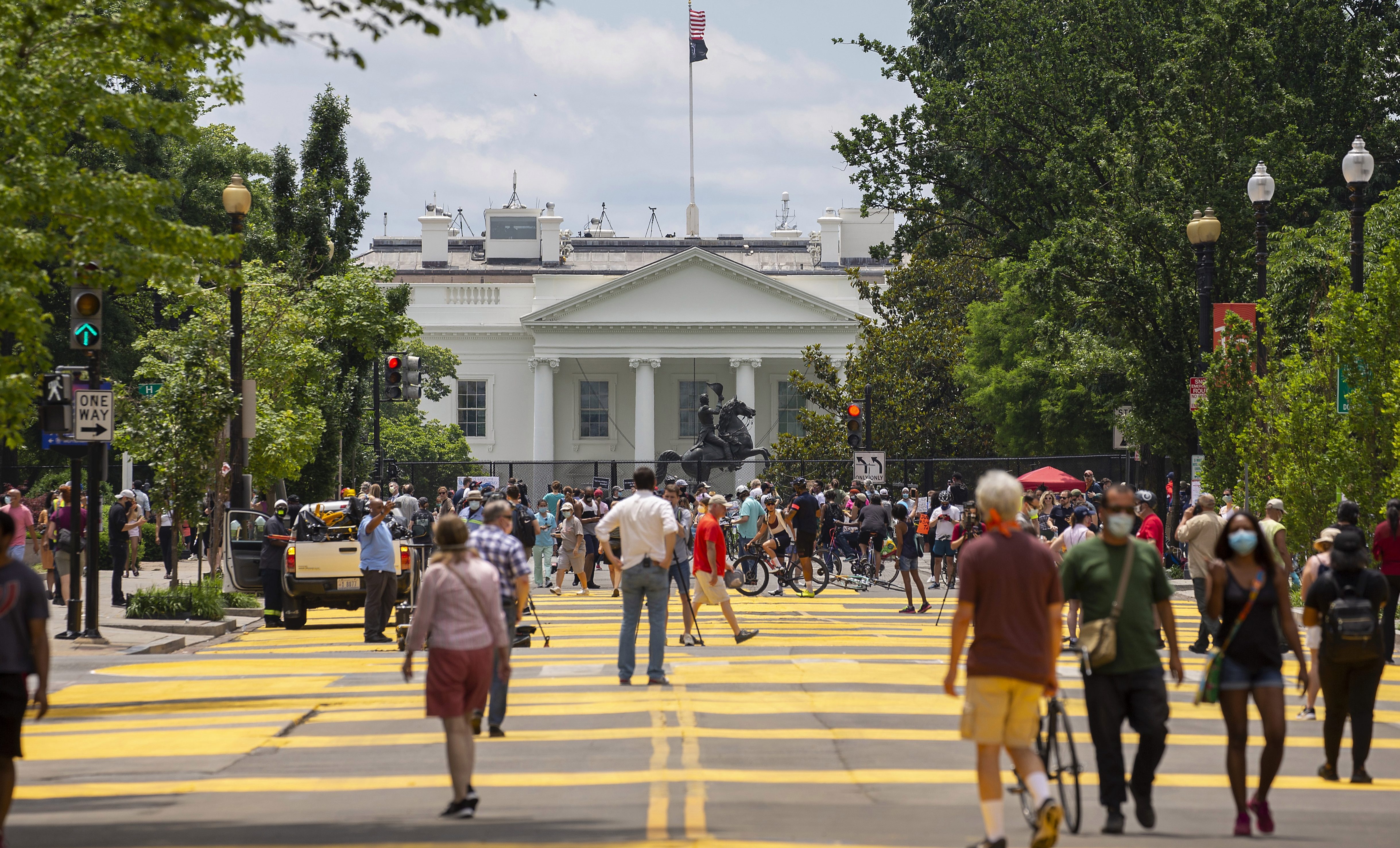 Washington, DC paints a giant 'Black Lives Matter' message on the road to the White House